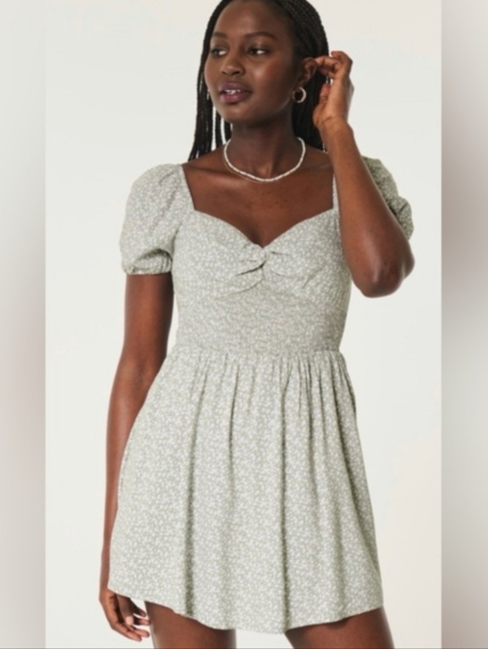 Hollister Women's Grey Green Twist Bust Tie-back Skort Dress M